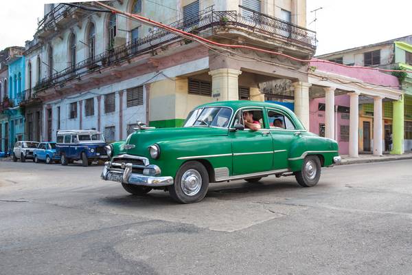 Green Oldtimer in Havana, Cuba. Street in Havanna, Kuba. from Miro May