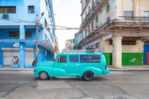 Turquoise Oldtimer in Havana, Cuba. Street in Havanna, Kuba. from Miro May