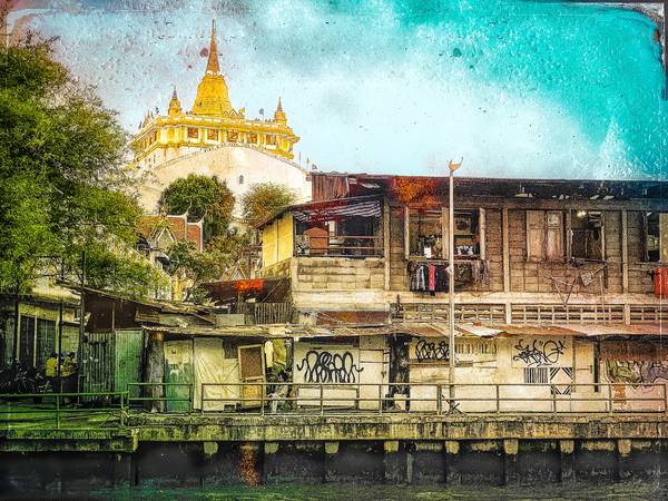 Wat Saket, The Golden Mount, Tempel in Bangkok, Thailand, Fotokunst, Retro, Vintage from Miro May