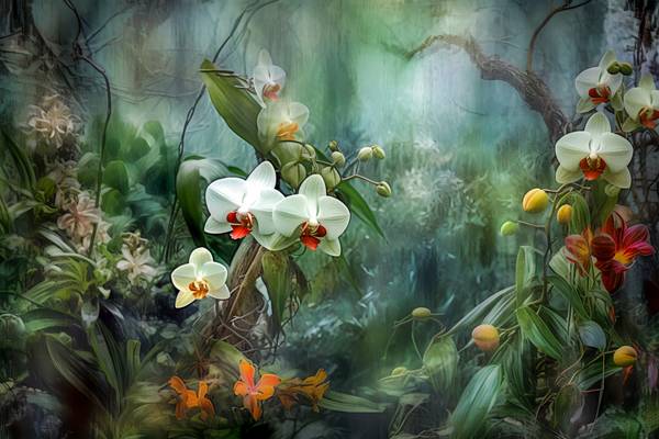 Weisse Orchideen, Tropischer Regenwald, Traumhafte Natur, Blumen und Pflanzen from Miro May