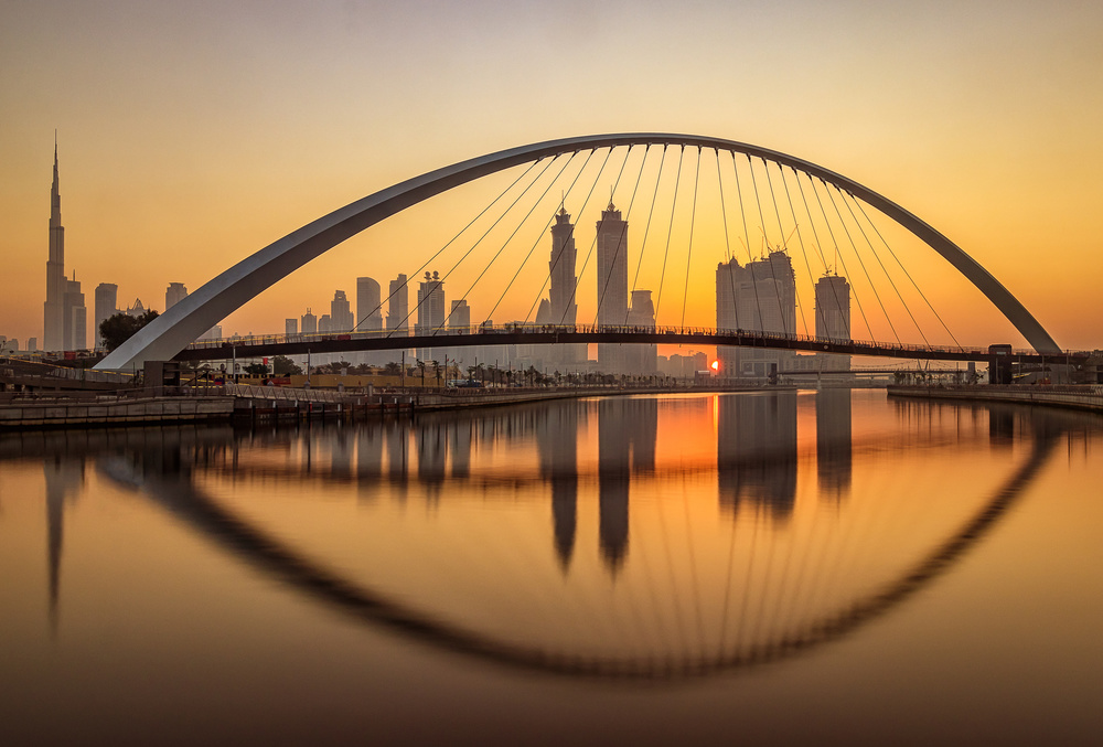 Sunrise at the Dubai Water Canal from Mohammed Shamaa