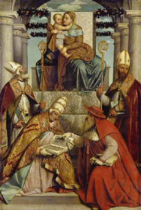 Virgin and Child Enthroned with the Four Fathers of the Latin Church