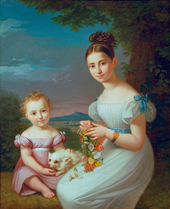 Charlotte und Wilhelm Carl von Rothschild (ihr Bruder; 1828–1901).– from Moritz Daniel Oppenheim