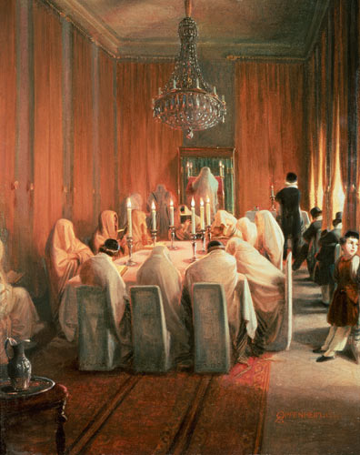 The Rothschild Family at Prayer from Moritz Daniel Oppenheim