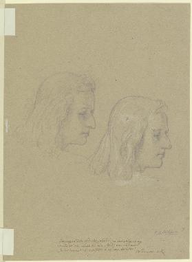 Der Kopf des jugendlichen Schiller, im Profil nach rechts, zweimal nebeneinander