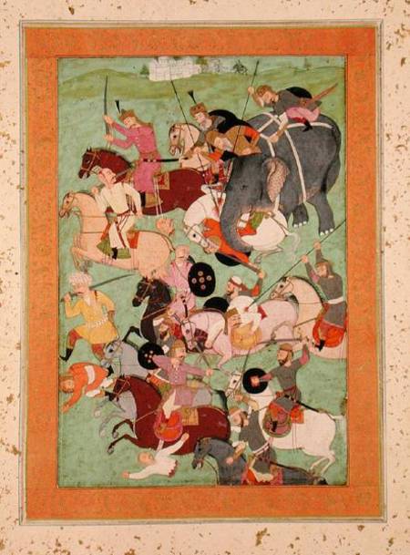 Battle Scene, from the Large Clive Album from Mughal School