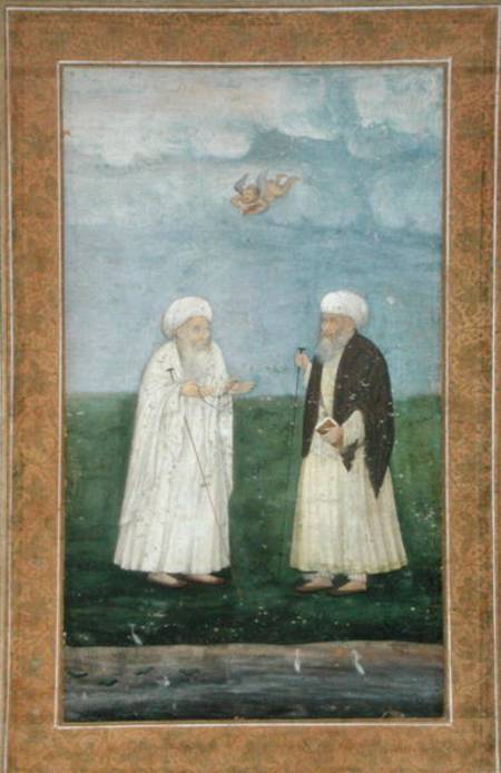 Two Muslim holy men, from the Small Clive Album from Mughal School