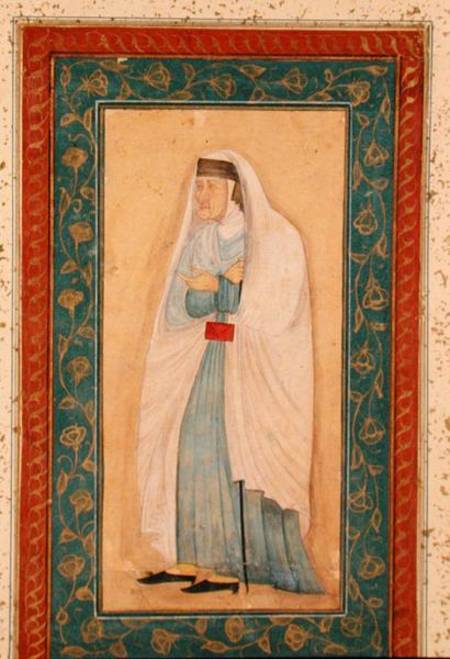 An old woman in Westernised dress, from the Large Clive Album from Mughal School