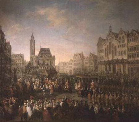 The coronation procession of Joseph II (1741-90), in Romerberg from Mytens School