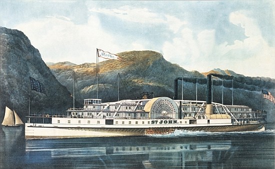 The Hudson River Steamboat `St. John'', published 1864 from N. Currier