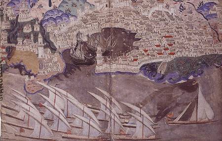 The Ottoman Fleet Blocking the Port of Marseille in 1454 from Nasuh Al-Silahi