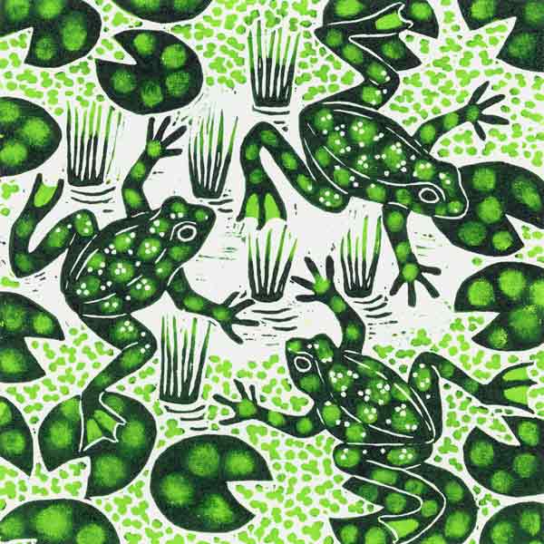Leaping Frogs, 2003 (woodcut)  from Nat  Morley