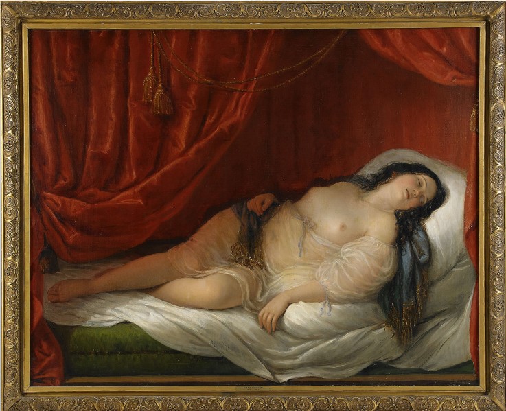 An odalisque in red interior from Natale Schiavoni
