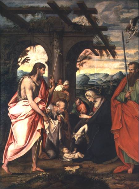 Birth of Christ with St. Paul and St. John the Baptist (panel) from Neapolitan School