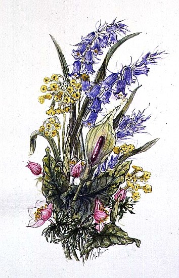 Bluebell posy with cowslips, dogroses and lily  from Nell  Hill