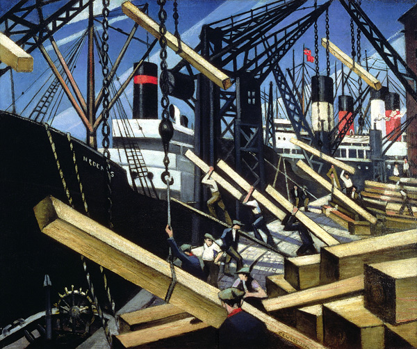 Loading Timber, Southampton Docks from Christopher R.W. Nevinson