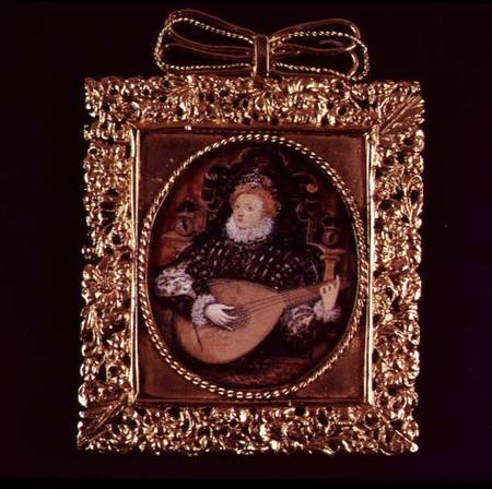 Queen Elizabeth I playing the lute (miniature) from Nicholas Hilliard