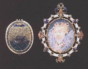 "Armada Jewel", miniature of Queen Elizabeth I enclosed in a jewelled case, outside of lid depicts a