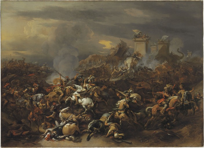 The Battle by Alexander the Great against the king Porus from Nicolaes Berchem