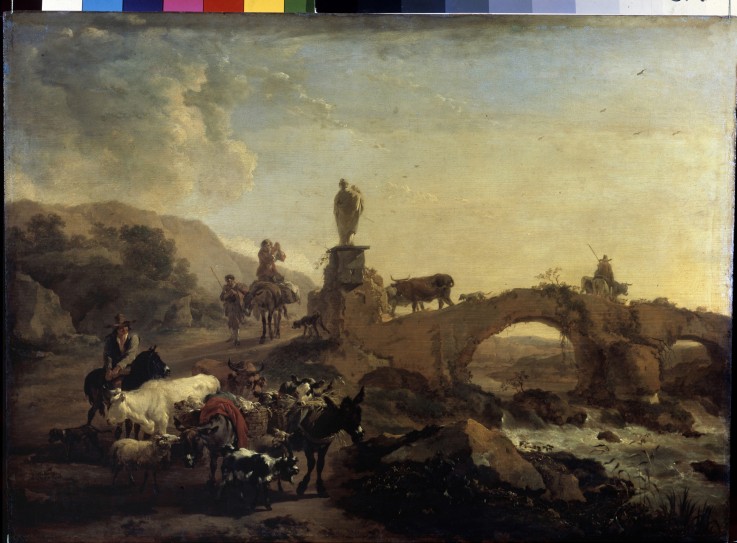 Italian landscape with a Small Bridge from Nicolaes Berchem