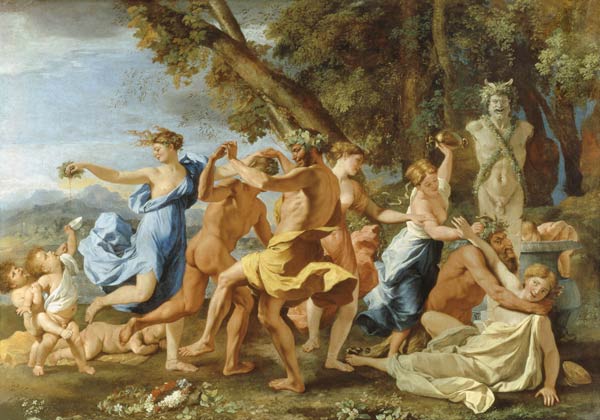 Bacchanalia in front of a Pan bust from Nicolas Poussin