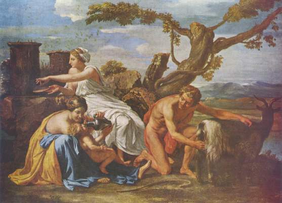 Jupiter as a child nursed by the goat Amalthea from Nicolas Poussin
