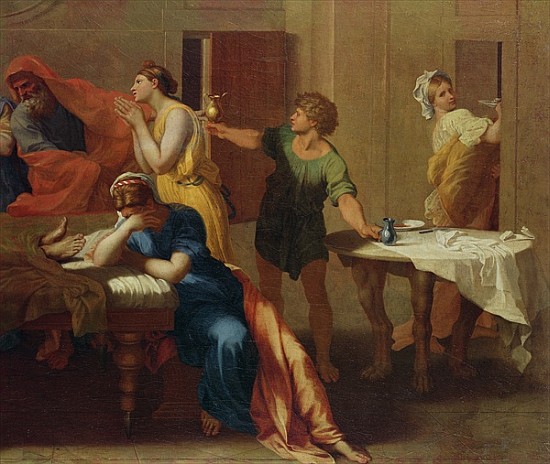 Passing the oil, detail from ''Extreme Unction'' (see 282068) from Nicolas Poussin