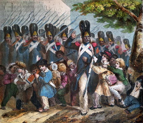 The Grenadiers of Napoleon I (1769-1821), c. 1820 (coloured engraving) from Nicolas Toussaint Charlet