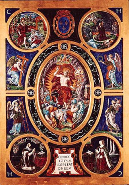 Altarpiece of Sainte-Chapelle, depicting the Resurrection enamelled by Leonard Limosin (1505-76) 155 from Nicolo dell' Abate