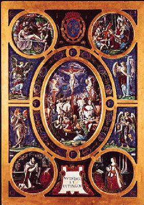 Altarpiece of Sainte-Chapelle, depicting the Crucifixion enamelled by Leonard Limosin (1505-76) 1553
