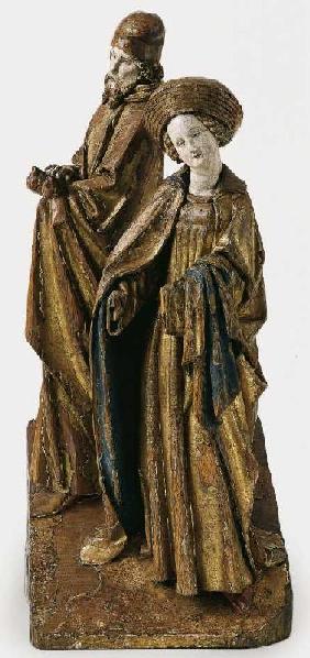 Maria und Josef, aus einer Darstellung im Tempel