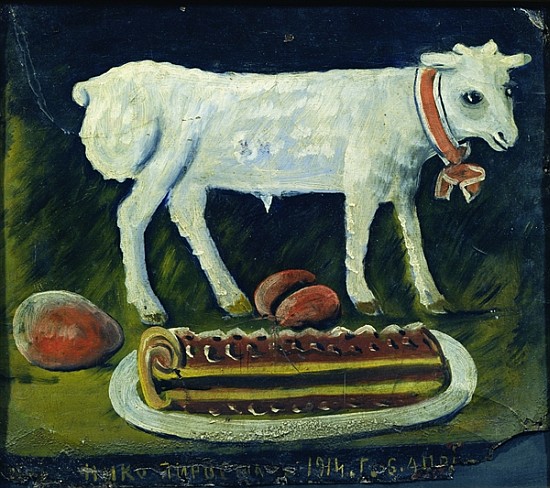 A paschal lamb, 1914 (oil on metal) from Niko Pirosmani