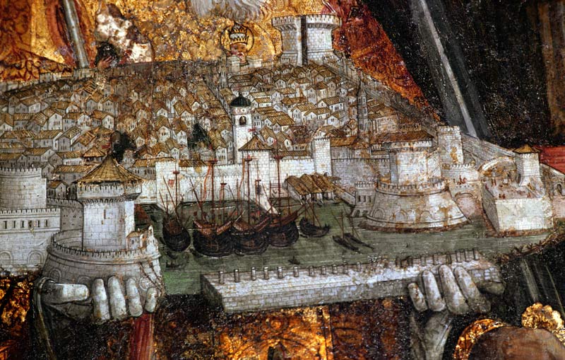 The walled city carried by St. Blaise  (detail) from Nikola Bozidarovic