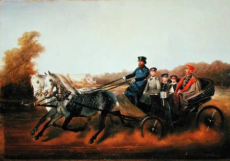 Tsar Alexander II (1818-81) Driving with his Sons in Zarskoje Selo from Nikolai Egorevich Sverchkov