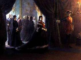 Catherine II (1729-96) at the Coffin of Empress Elizabeth (1709-61)