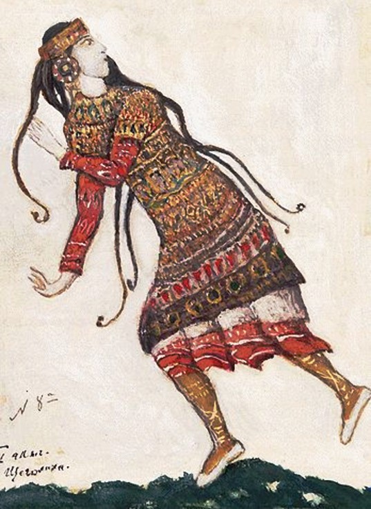 Ultrafashionable lady. Costume design for the ballet The Rite of Spring (Le Sacre du Printemps) by I from Nikolai Konstantinow. Roerich