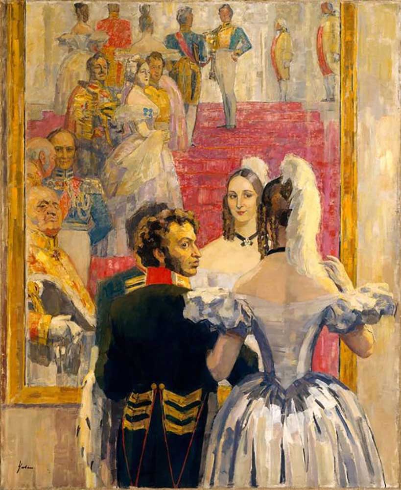 The poet Alexander Pushkin with his wife in Anich from Nikolai Pavlovich Ulyanov