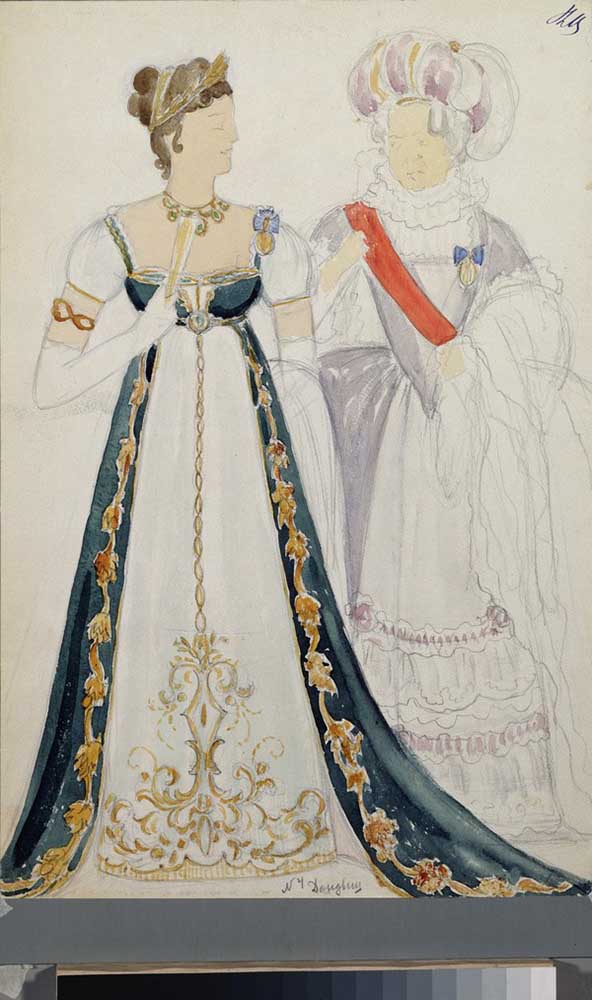 Costume design for the opera Eugene Onegin by P. Tchaikovsky from Nikolai Pavlovich Ulyanov