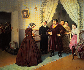 Arrival of the governess in the house of the Russian big merchant. from Nikolai Petrowitsch Petrow