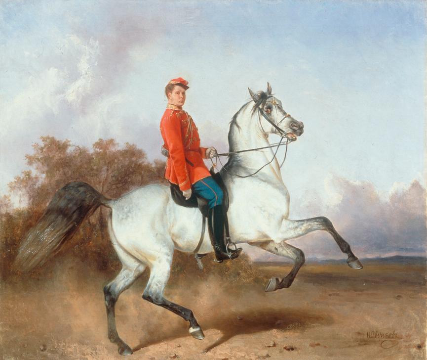 Equestrian portrait of a hussar from Nikolai Jegorjewitsch Swertschkow