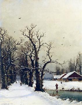 Winter scene, 19th century