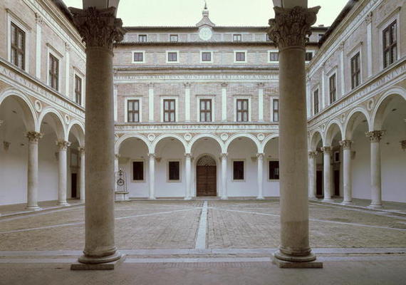 View of the Cortile d'Onore (Courtyard of Honor) designed by Luciano Laurana (c.1420-1502) c.1470-75 from 