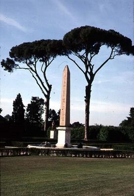 View of the garden, detail of the obelisk (photo) from 