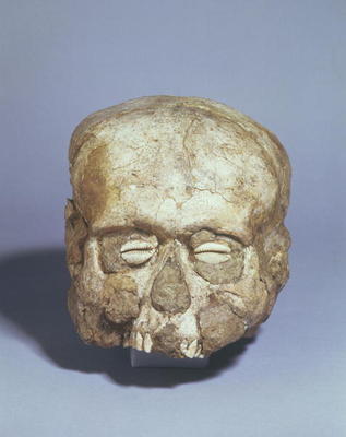 Portrait skull with cowrie shell eyes, Jericho c.7th millennium BC (skull, plaster and shell) from 