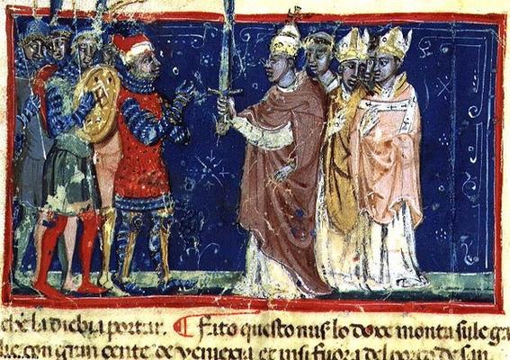 Codex Correr I 383 Pope Alexander III (1105-81) presents the sword to Doge Sebastiano Ziani, Venetia from 
