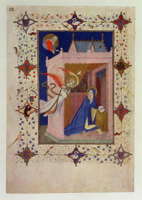 MS 11060-11061 Hours of Notre Dame: Matins, The Annunciation, French, by Jacquemart de Hesdin (fl.13 from 