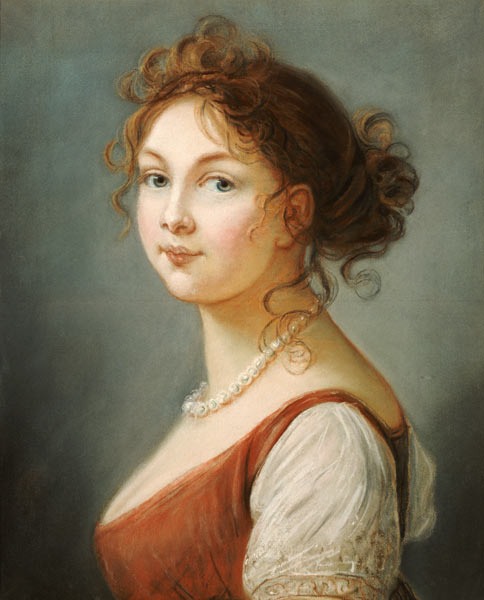 Portrait Of Louisa, Queen Of Prussia (1776-1810), Bust Length In A Terracotta Dress With White Sleev from 