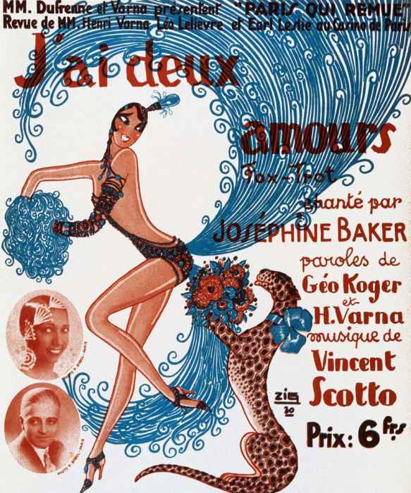 Affiche de spectacle : J'ai deux amours, chanté par Josephine Baker from 