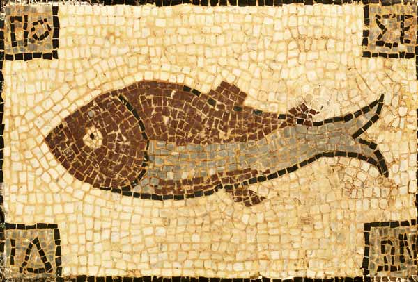 A Roman Mosaic Panel Depicting A Fish from 