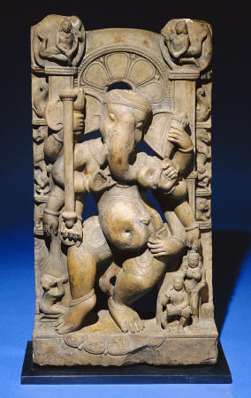 A Central Indian Pale Sandstone Stele Of Ganesha from 